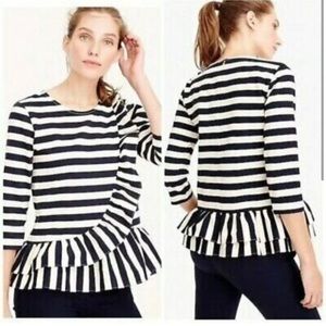 J.Crew Striped Asymmetrical Ruffle Top